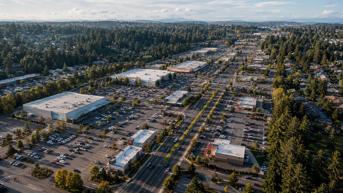 Aerial photo of the SR-516 retail corridor in Covington