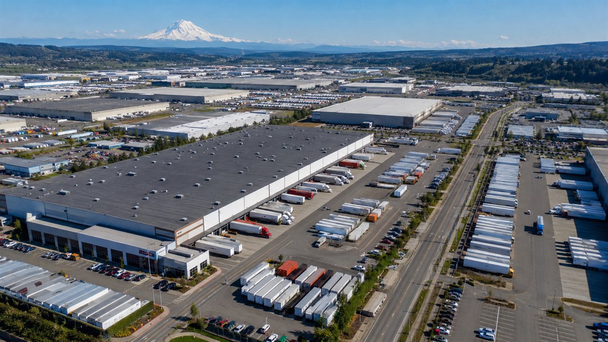 Aerial photo of the Kent Valley warehouse and logistics district